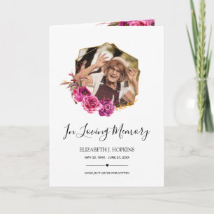 Burgundy Blommar Geometric Ram 2 Photo Funeral Program