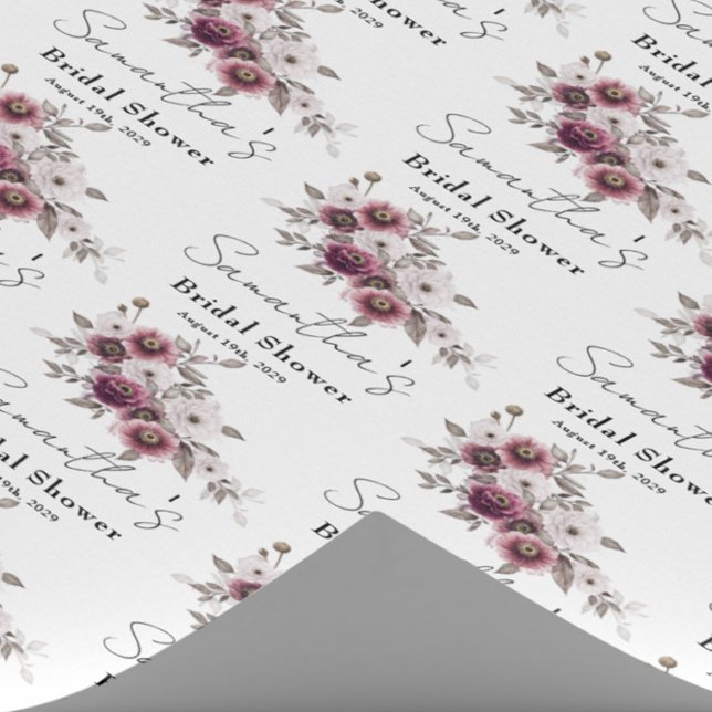 Burgundy Blommig Bröllopsdusch Presentationspapper Presentpapper (Skapare uppladdad)