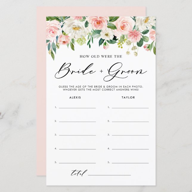 Burgundy Blommig Hur Gamla Var Bruden Och Brudgumm (Fram/baksida)