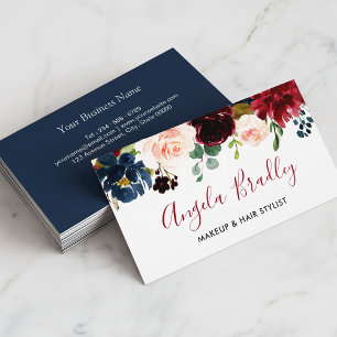 Burgundy Blommig Navy Facebook Instagram Logo Visitkort