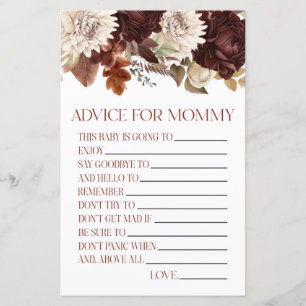Burgundy Blommig Råd Baby Shower Spelaktivitet