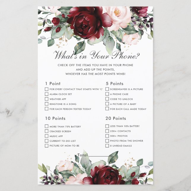 Burgundy Blommig Vad Finns I Din Telefon Spel Dusc (Framsida)