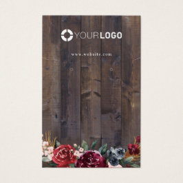 Burgundy blommigt anpassningsbar logotyp visning f visitkort