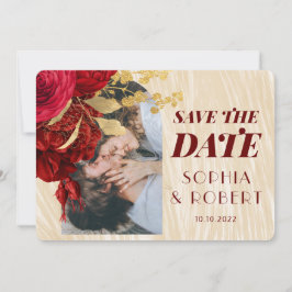 Burgundy Blommigt Arch Photo Spara Datumet