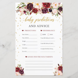 Burgundy blommigt baby-förutsägelser och rådgivnin