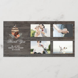 Burgundy Blommigt Barrel Rustic Tack Bröllop Kort