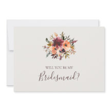 Burgundy-Blommigt | Beige Bridesmaid Frieri kort