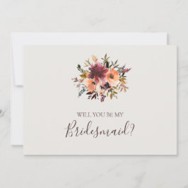 Burgundy-Blommigt | Beige Bridesmaid Frieri kort