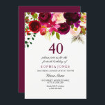 Burgundy Blommigt Boho 40:e födelsedagen Party Inb Inbjudningar<br><div class="desc">Burgundy Blommigt Boho 40:e födelsedag Party Inbjudan Matching-samling i Niche- och Nest-butiken. Boho chic burgundröd vit vattenfärgsfärgad blommigt Vackermålad vattenfärgsillustration med</div>