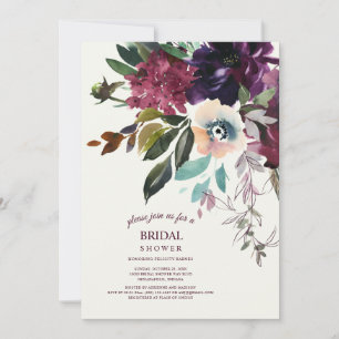 Burgundy Blommigt Boho Splendor Ecru Möhippa Inbjudningar