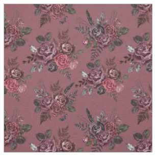 Burgundy Blommigt Bouquet on Deep Pruce Tyg