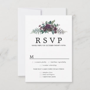 Burgundy Blommigt Bröllop OSA Card, måltider