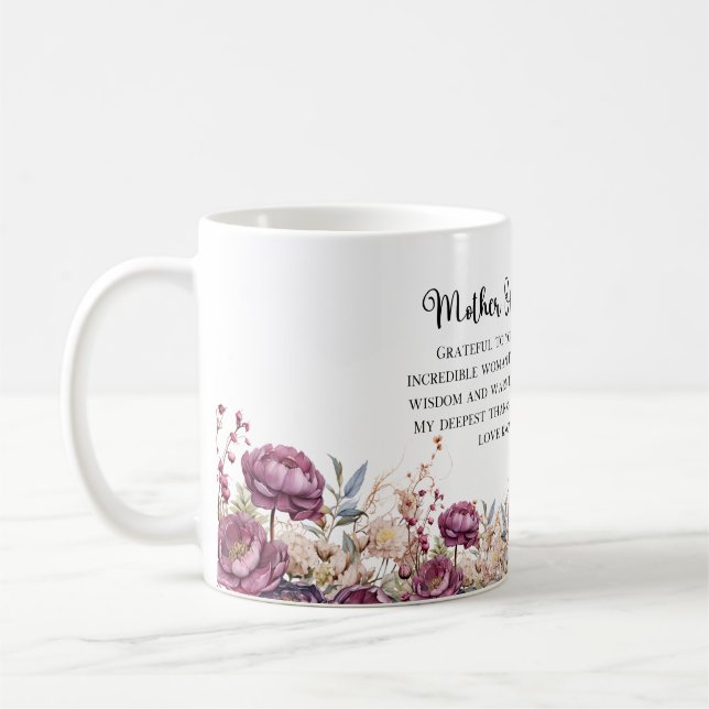 Burgundy Blommigt Budens mamma Mugg (Vänster)