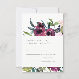 BURGUNDY BLOMMIGT BUNCH WATERCOLOR OSA KORT