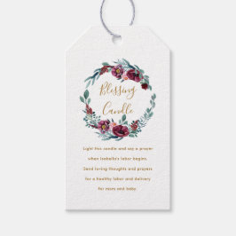 Burgundy Blommigt Christian Blessing Candle Prayer Presentetikett