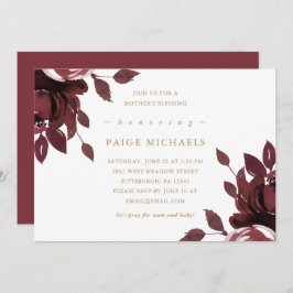 Burgundy Blommigt Christian Mor Blessing Inbjudningar