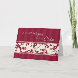 Burgundy Blommigt Cousin Bridesmaid-inbjudan Inbjudan