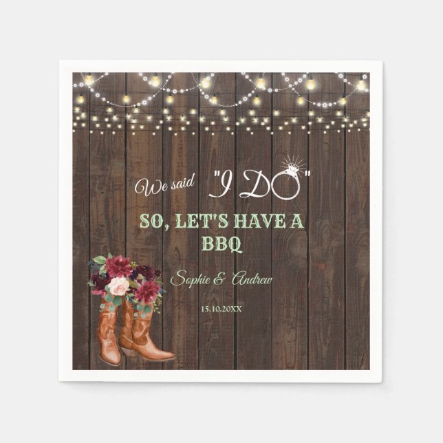 Burgundy  Blommigt CowboyBoots efter att jag gjort Pappersservett (Framsidan)