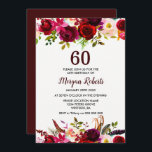 Burgundy Blommigt Elegant 60 Födelsedagsfest Inbju Inbjudningar<br><div class="desc">Burgundy Blommigt Elegant 60 Födelsedagsfest Inbjudan Se matchningssamling i Niche och Nest Store</div>