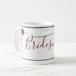 Burgundy Blommigt Elegant Rustic Bridesmaid Kaffemugg