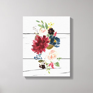 Burgundy Blommigt Elegant Rustic Canvastryck