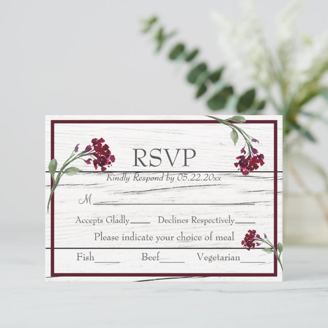 Burgundy Blommigt Elegant Rustic Watercolor OSA (Stående Fram)