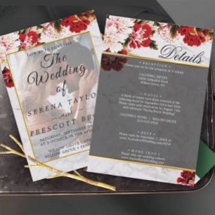 Burgundy Blommigt Elegant Vellum bröllopsinbjudan Inbjudningar