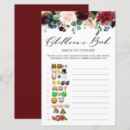 Burgundy Blommigt Emoji Pictionary Baby Shower Gam