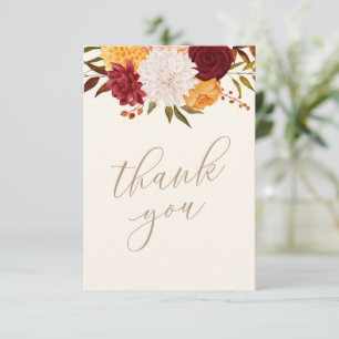 Burgundy Blommigt Fall Baby Shower Tack Kort