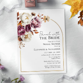 Burgundy Blommigt Fall Brunch med Bride Shower Inbjudningar