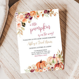 Burgundy Blommigt Fall Pumpkin Baby Shower Inbjudningar