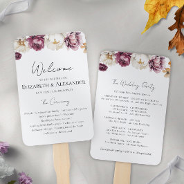 Burgundy Blommigt Fall Wedding Ceremony Program Si