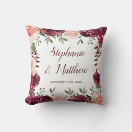 Burgundy Blommigt Fall Wedding Kudde