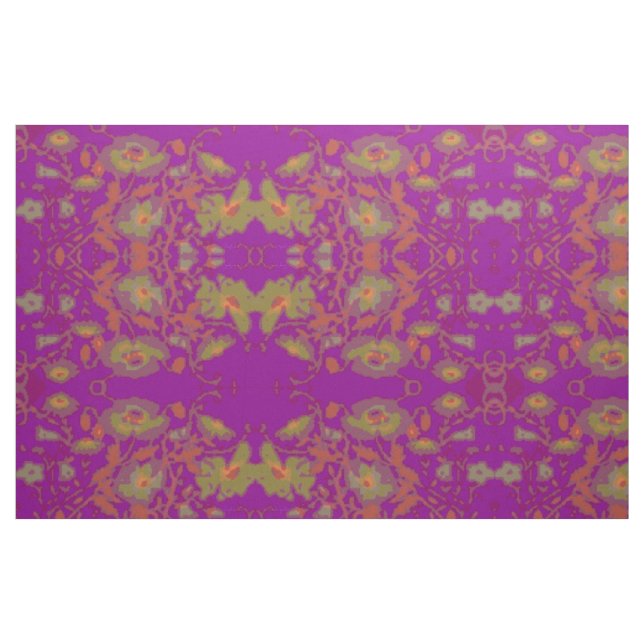 Burgundy Blommigt Fält Fabric Tyg (Fat Quarter)