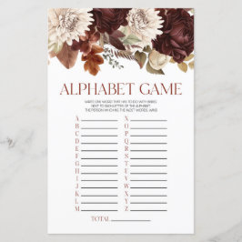 Burgundy Blommigt Flowers Alphabet Baby Shower Gam