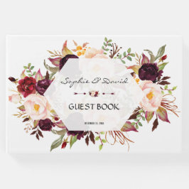 Burgundy  Blommigt Geometric Navy Guest Bok