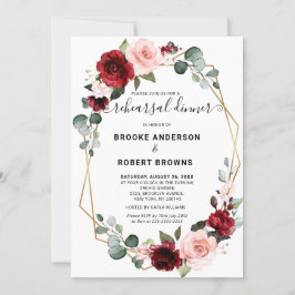 Burgundy Blommigt Geometric Rehearsal Dinner Inbjudningar