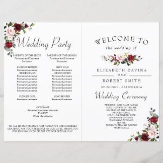 Burgundy Blommigt Geometric Romantic Watercolor