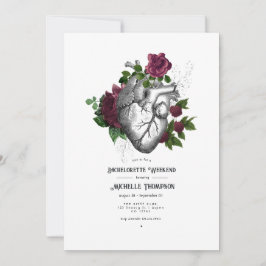 Burgundy Blommigt Gothic Bachelorette Helg Inbjudningar