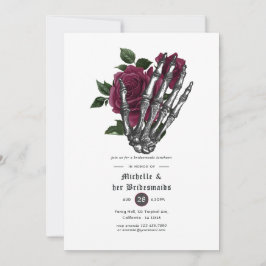 Burgundy Blommigt Gothic Döskallars Bridesmaids Lu Inbjudningar
