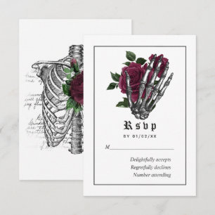 Burgundy Blommigt Gothic Skeleton Bröllop OSA Kort