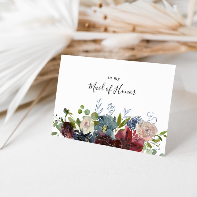 Burgundy Blommigt Greenery Brudens sida Tack (Skapare uppladdad)