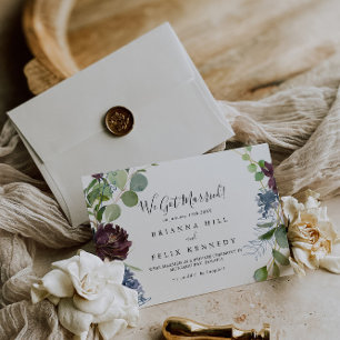 Burgundy Blommigt Greenery Elopement Meddelande