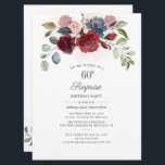 Burgundy Blommigt Greenery Surprise 60:e födelseda Inbjudningar<br><div class="desc">Burgundy Blommigt Greenery Surprise 60:e födelsedagsinbjudan med modern blomning och skicklig löv med dammig blåa blommor. Anpassa enkelt det här underbara moderna trendiget till 60:e födelsedagsfest inbjudan eller till andra födelsedagar som 50:e,  40:e eller någon annan ålder genom att klicka på knappen "Anpassa"</div>
