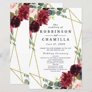 Burgundy Blommigt Guld Geometric Greenery Programs