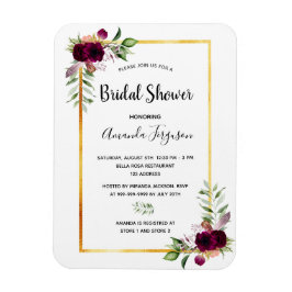 Burgundy blommigt guld greenery boho möhippa magnet