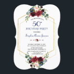 Burgundy Blommigt Guld Hexagon Ram 50:e födelsedag Inbjudningar<br><div class="desc">VARJE ÅLDER! Elegant Burgundy Navy Blue Blommigt Guld Hexagon Ram-kort med vattenfärg Burgundy, , blå blommigt bouquets, modern faux guld hexagon ram, blommigt-delare och speciellt typsnitt. Använda Anpassa verktyg om du vill lägga till din information. Om du vill ha matchande artiklar går du till min Burgundy Blommigt Hexagon Ram Collection...</div>