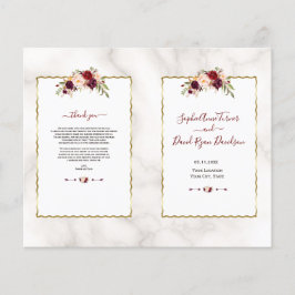 Burgundy Blommigt Guld Marble Calligraphy Programm