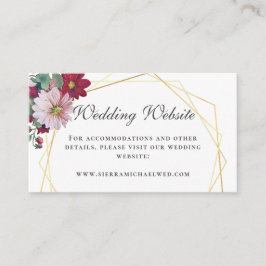  Burgundy Blommigt Guld White Bröllop webbplats Tilläggskort