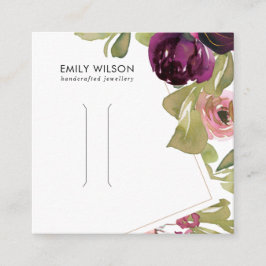 BURGUNDY  BLOMMIGT HAIR CLIP VISNING CLIP FYRKANTIGT VISITKORT